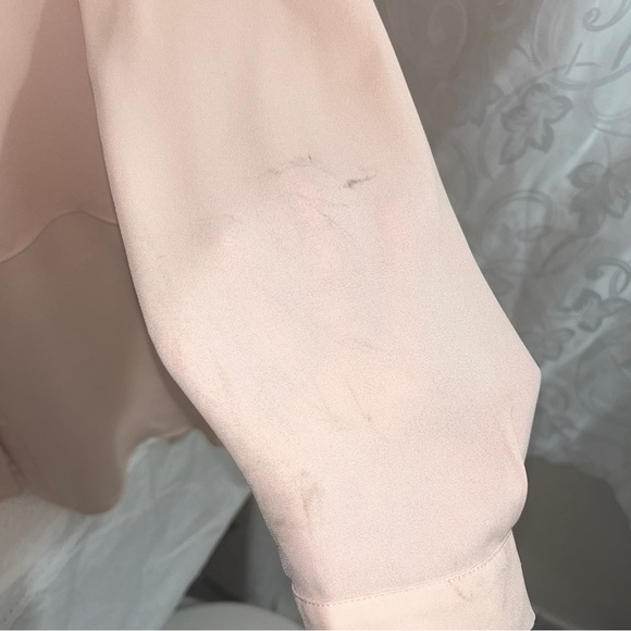 Melanie Lyne Light Peach Tiered Flowy Tunic Button Down Blouse - Picture 7 of 10